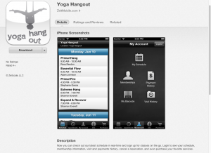 The Yoga Hangout app for iPhone.