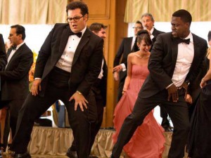 Josh Gad (left) and Kevin Hart show off their dance moves in "The Wedding Ringer."